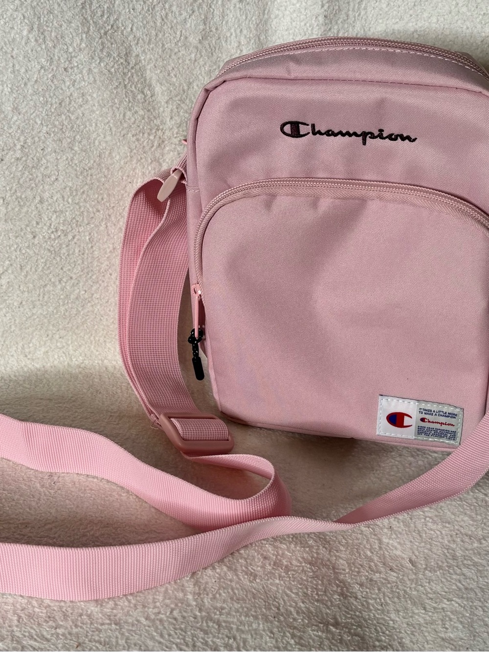 Champion Light Pink Crossbody Bag with Front Zip Pocket